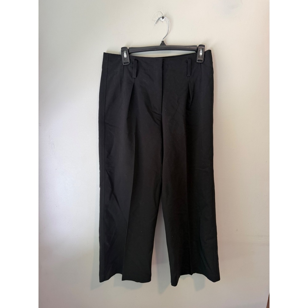Cynthia Rowley Black Wide Leg Cropped Trousers Size 4 Dress Pants Culottes
